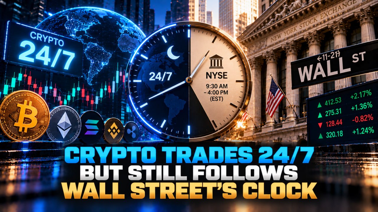 Crypto Trades 24/7 But Still Follows Wall Street's Clock
