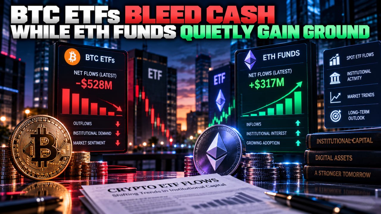 BTC ETFs Bleed Cash While ETH Funds Quietly Gain Ground