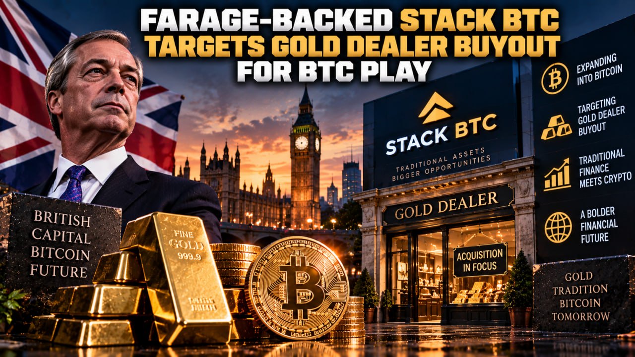 Farage-Backed Stack BTC Targets Gold Dealer Buyout for BTC Play