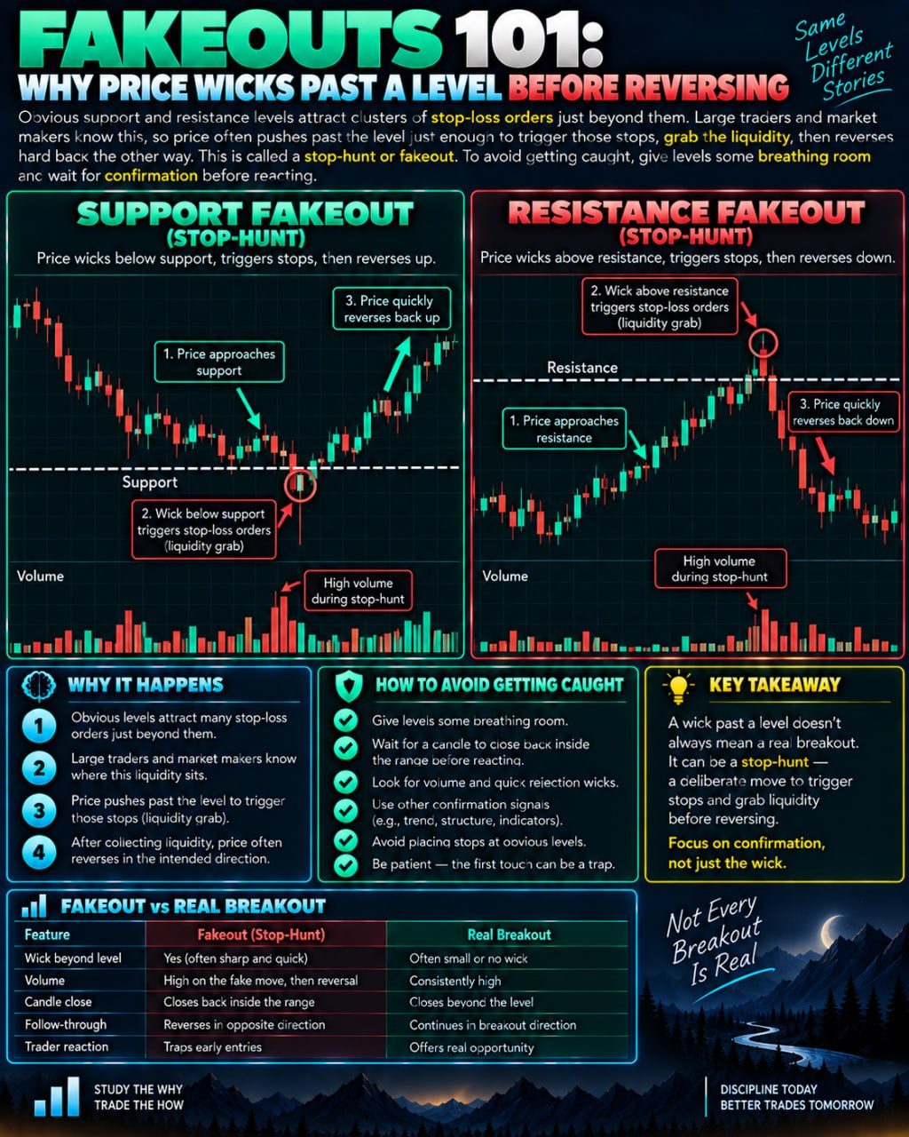 Fakeouts: Why Price Wicks Past Support or Resistance Before Reversing