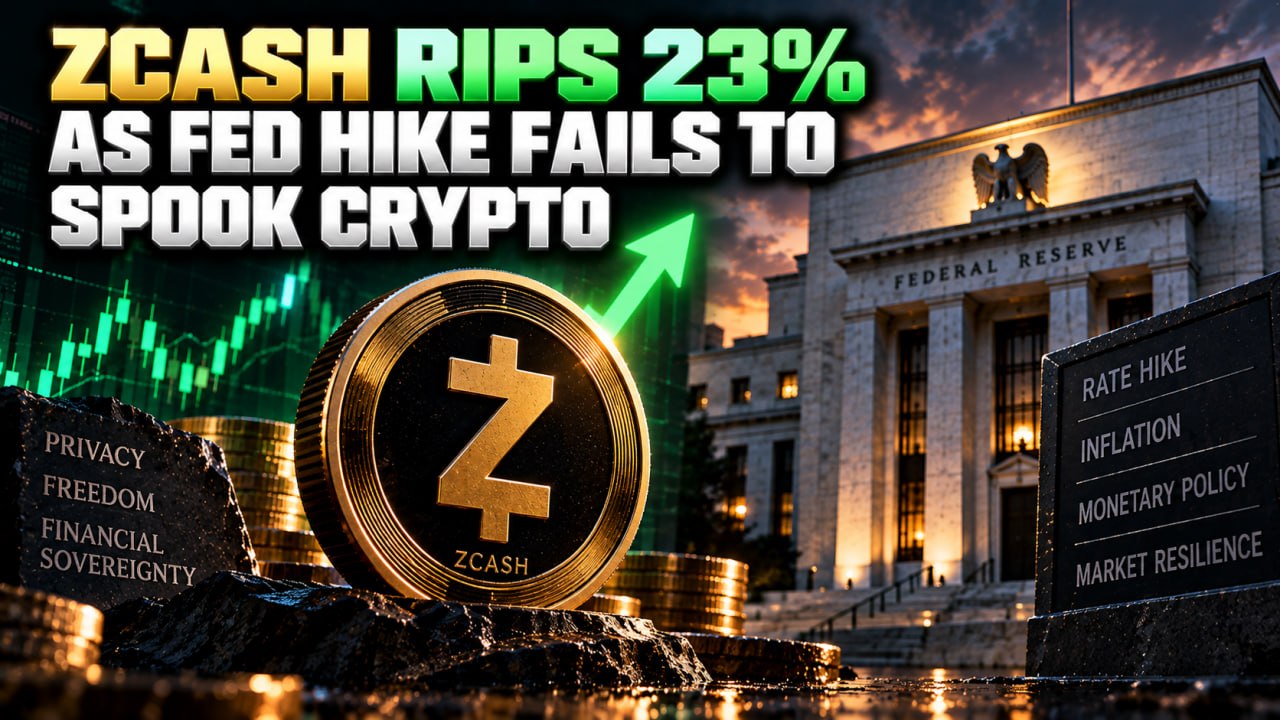 Zcash Rips 23% as Fed Hike Fails to Spook Crypto