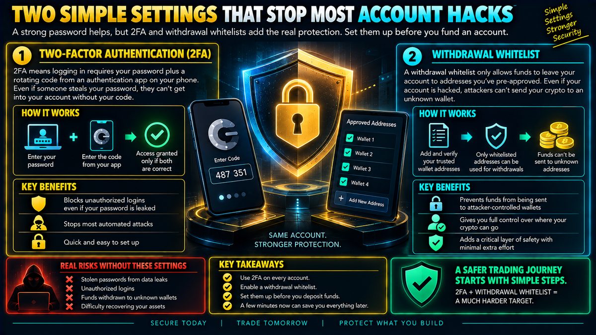 2FA and Withdrawal Whitelist: Two Settings That Stop Account Hacks
