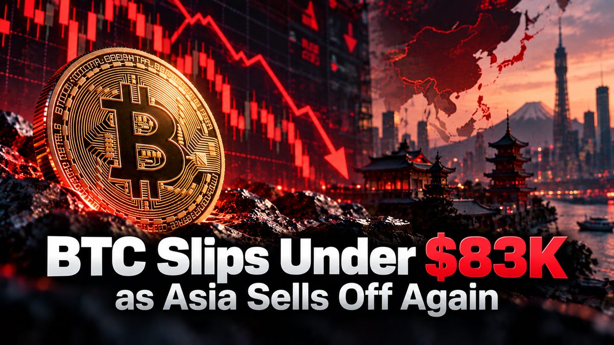 BTC Slips Under $83K as Asia Sells Off Again